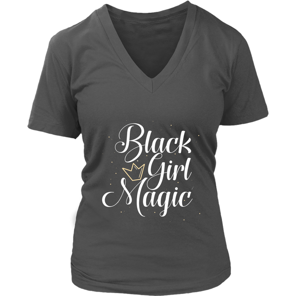 Black Girl Magic - Melanin Magic - Womens V-Neck Shirt