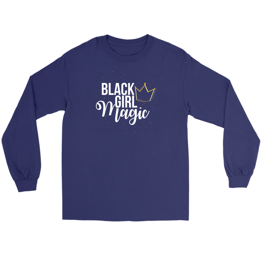 Black Girl Magic with Gold Long Sleeve Tee - Black Girl Magic