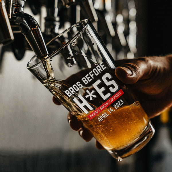 Bros Before Hoes Bachelor Party Favor Beer Glass