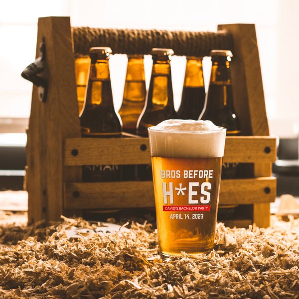 Bros Before Hoes Bachelor Party Favor Beer Glass