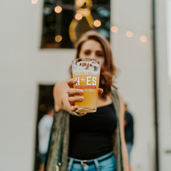 Bros Before Hoes Bachelor Party Favor Beer Glass