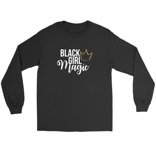 Black Girl Magic with Gold Long Sleeve Tee - Black Girl Magic