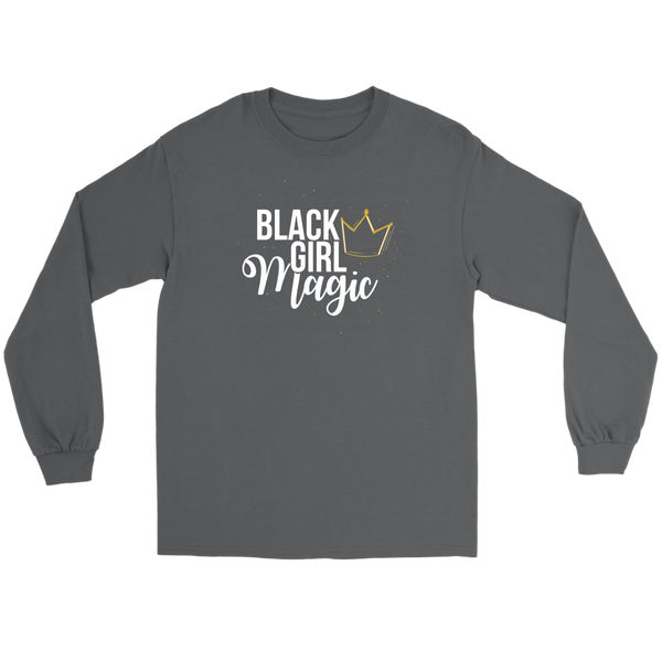 Black Girl Magic with Gold Long Sleeve Tee - Black Girl Magic