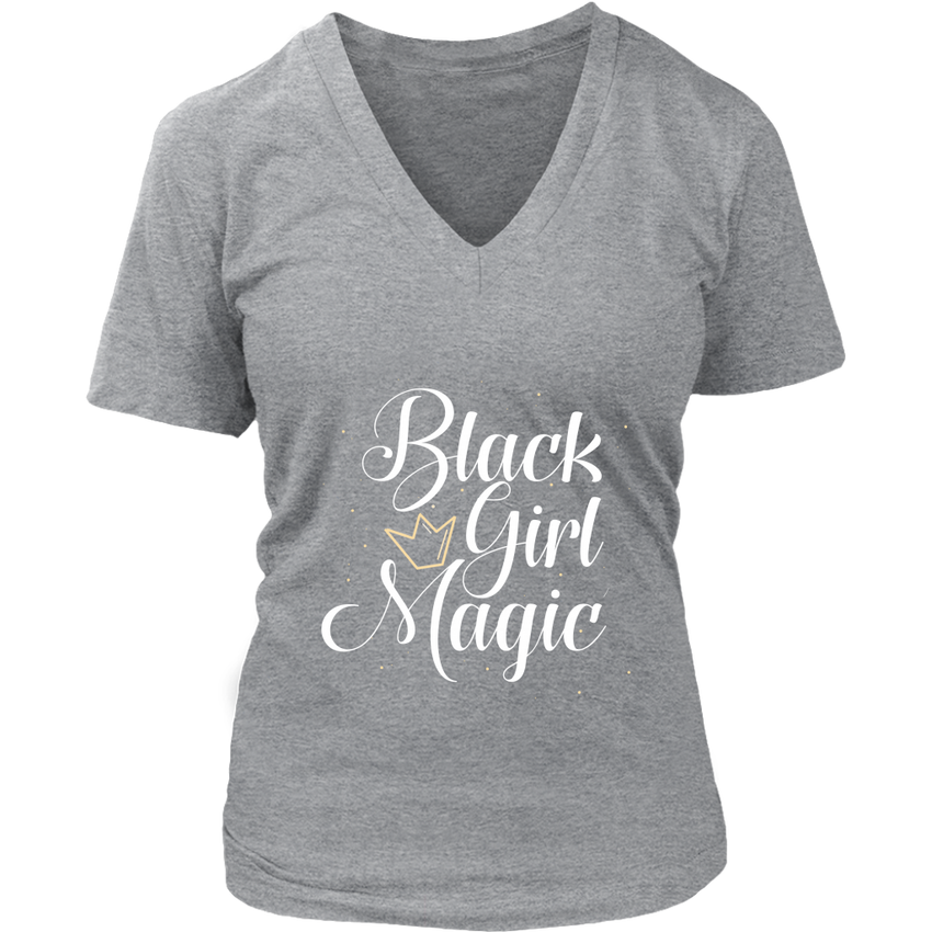 Black Girl Magic - Melanin Magic - Womens V-Neck Shirt