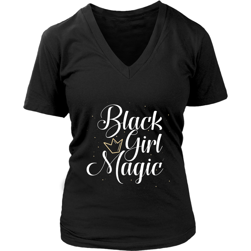 Black Girl Magic - Melanin Magic - Womens V-Neck Shirt